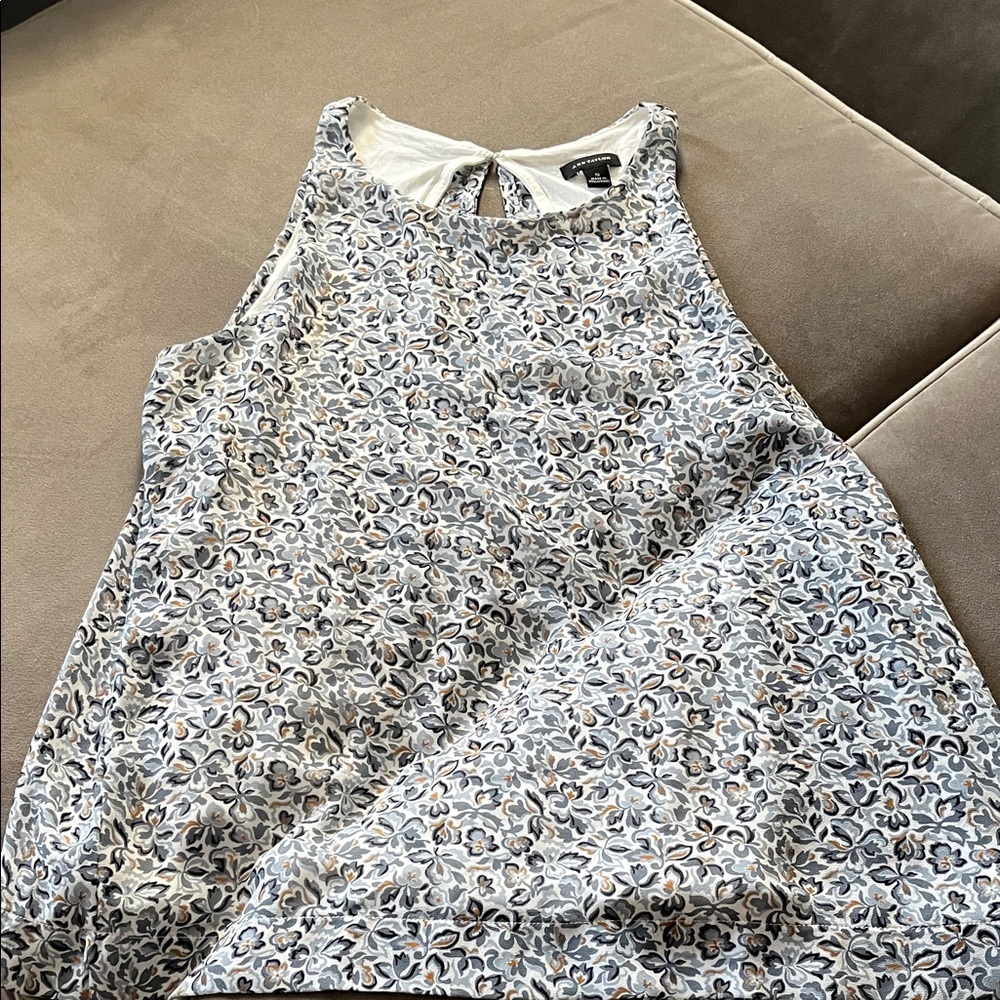 Ann Taylor Floral Tank Top in Blue and Cream